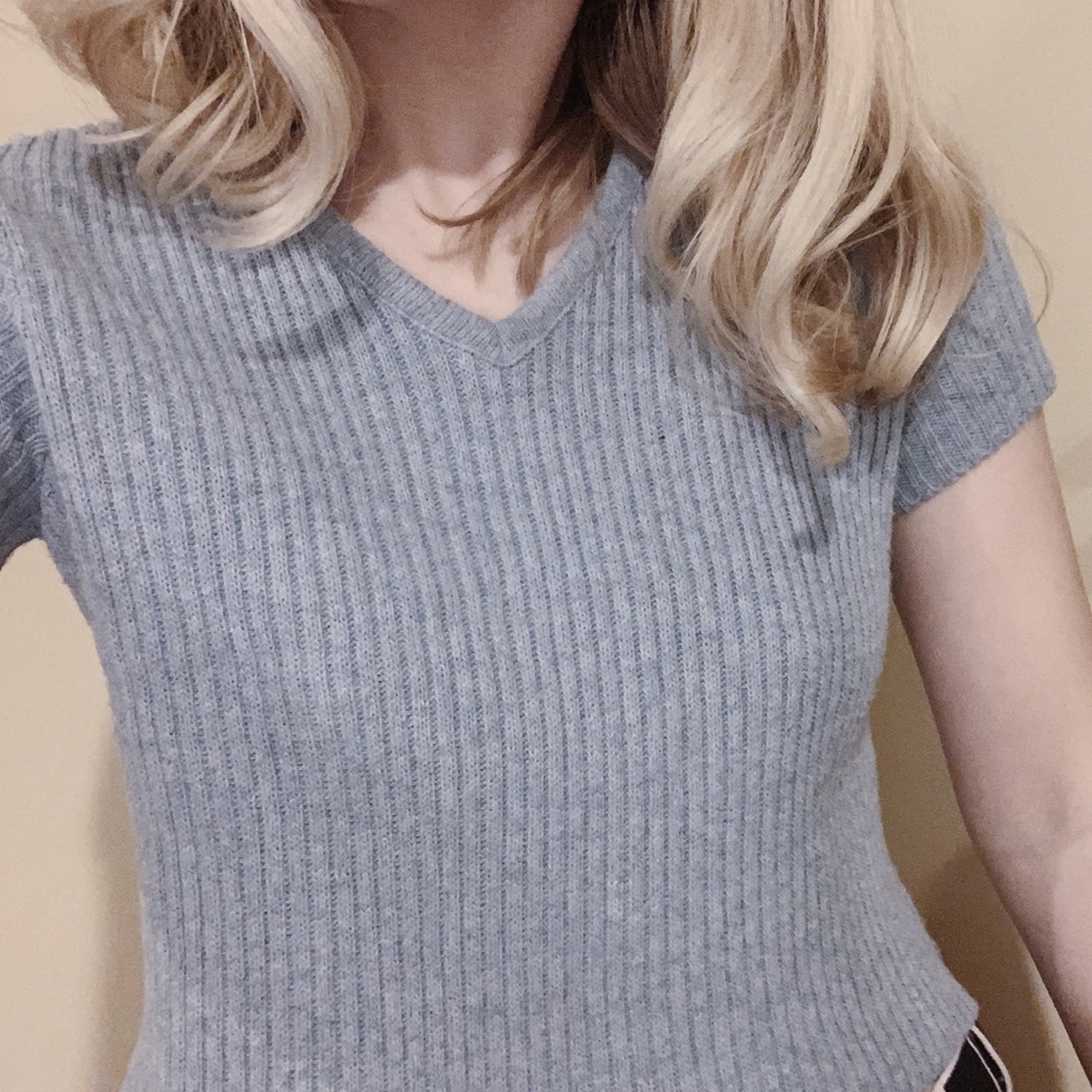 🎽Baby blue ribbed crop top!
